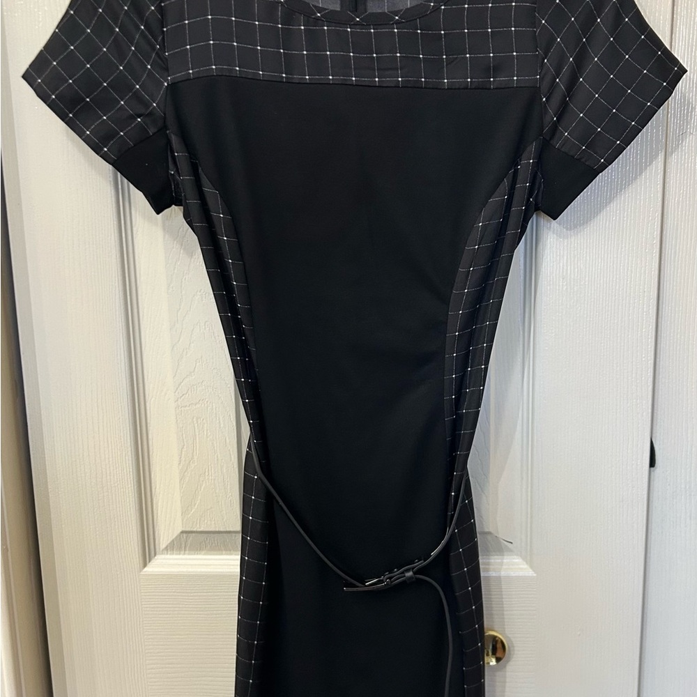 The Limited Black and White Checkered Midi Dress